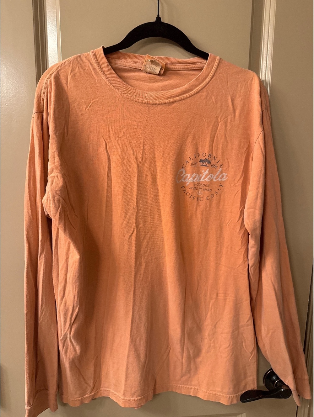 California Capitola Pacific Coast Long Sleeve T-Shirt in Peach